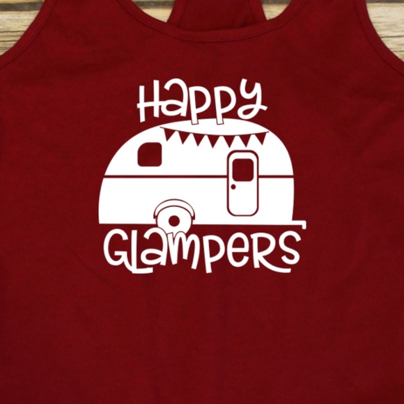 Happy Glampers - camping - red racerback tank top - Picture 2 of 3